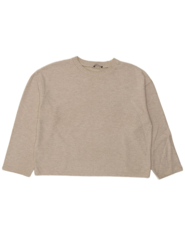 Zara Haut surdimensionné à manches longues pour femme UK 16 Large Blanc cassé