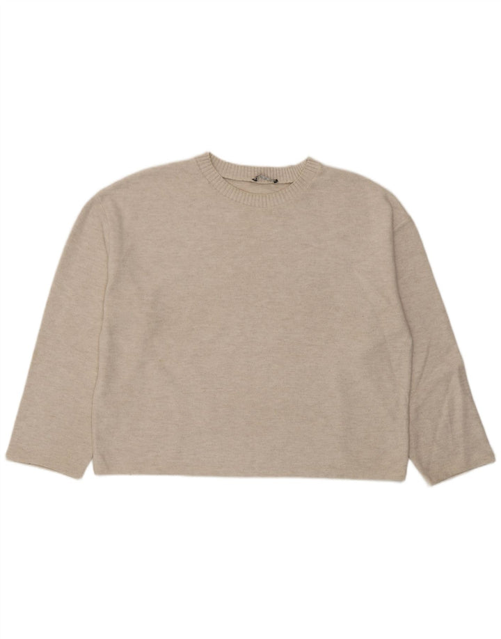Damski top oversize z długim rękawem Zara UK 16, duży w kolorze złamanej bieli