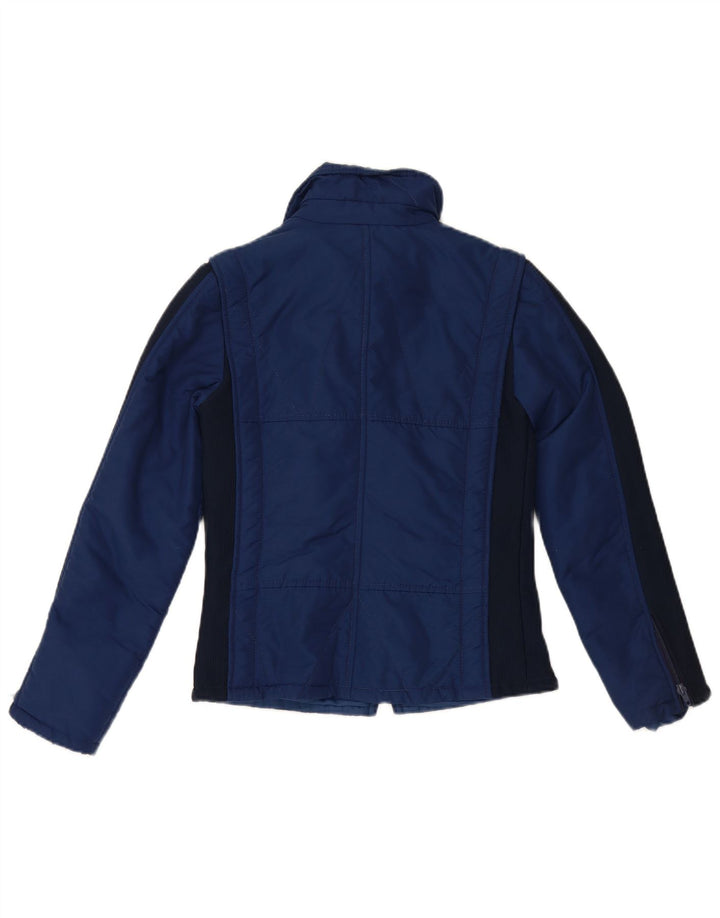 NYLSUISSE Womens Hooded Windbreaker Jacket EU 38 Medium Navy Blue Viscose