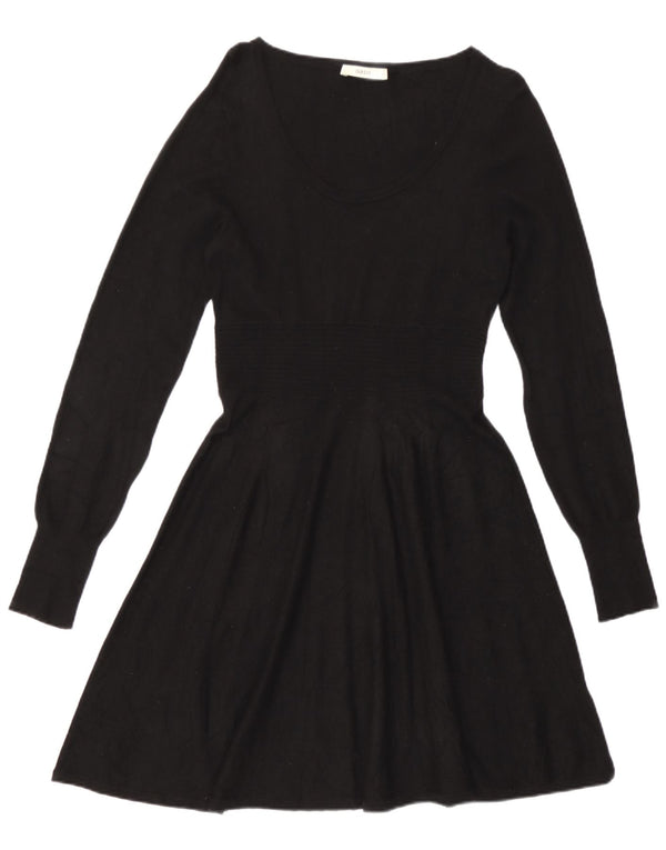 Oasis Womens Long Sleeve A-Line Dress UK 12 Medium Black Viscose
