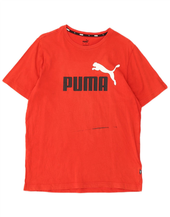 PUMA Mens Graphic T-Shirt Top Medium Red Cotton