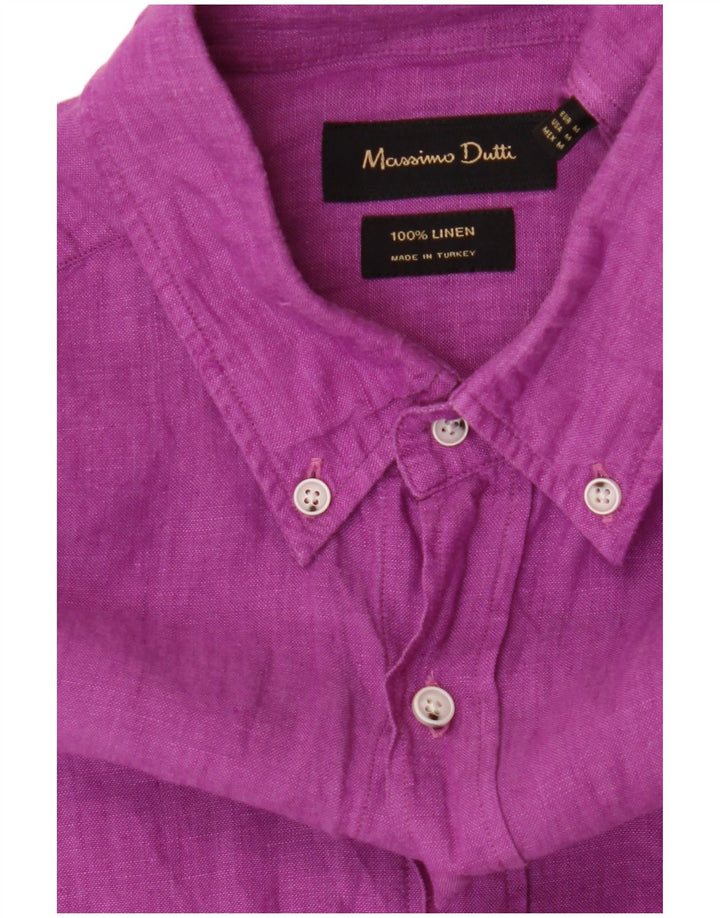 Massimo Dutti Mens Shirt Medium Purple Linen