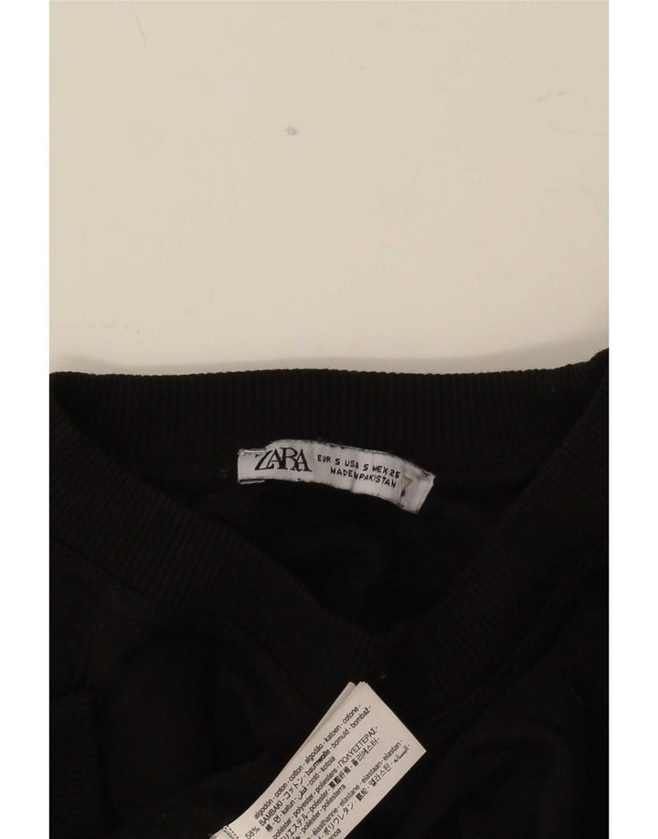 Zara Mujer Sudadera Extragrande Jersey UK 10 Small Algodón Negro