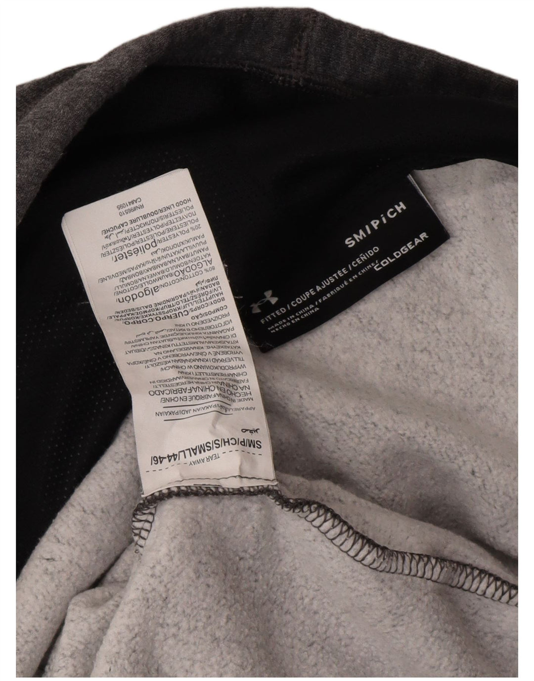 Suéter masculino Under ARMOR Cold Gear Zip com capuz pequeno algodão cinza