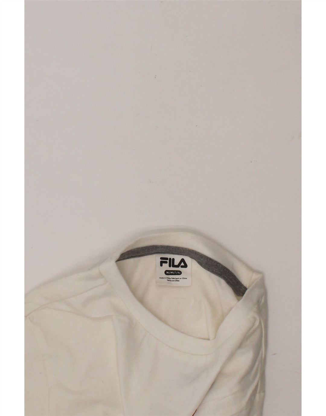 FILA Boys Graphic T-Shirt Top 7-8 Years Medium  Off White Cotton Vintage Fila and Second-Hand Fila from Messina Hembry 