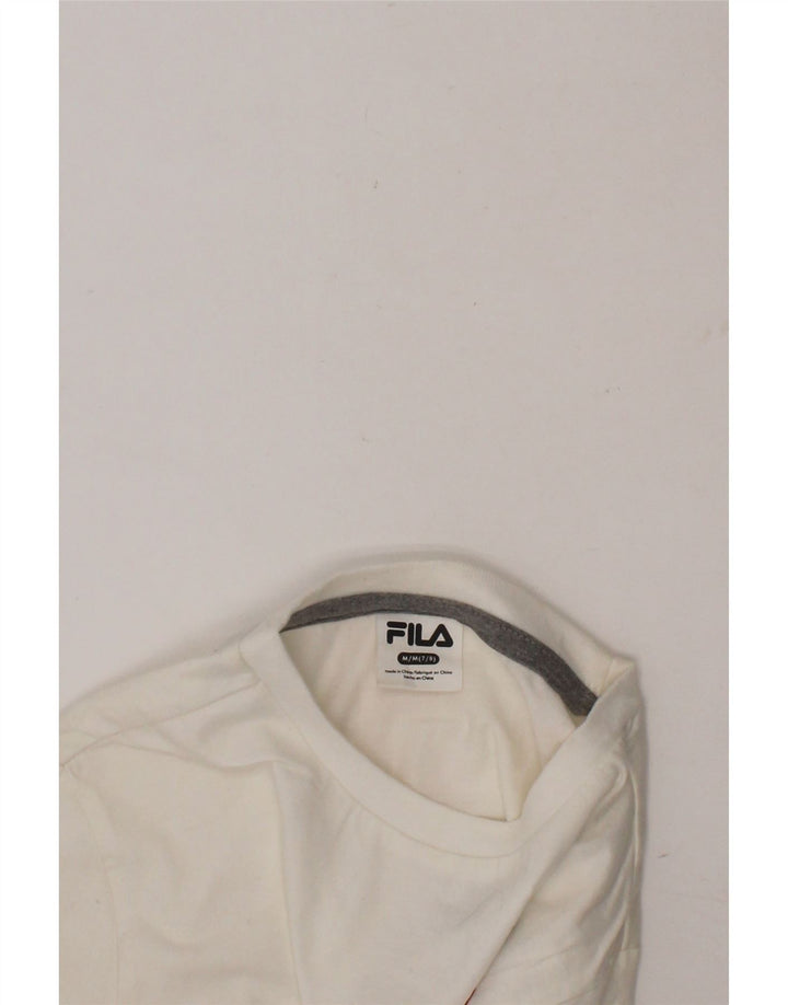 FILA Boys Graphic T-Shirt Top 7-8 Years Medium  Off White Cotton Vintage Fila and Second-Hand Fila from Messina Hembry 