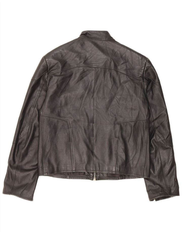 Vintage Womens Leather Jacket UK 14 Medium Black Leather