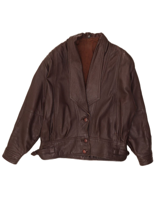 Vintage Womens Leather Jacket UK 14 Medium Brown