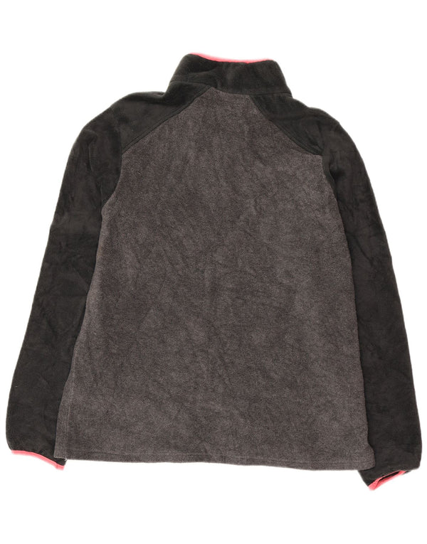 Maglione in pile da donna Columbia con collo a bottoni UK 14 Blocco colore grigio medio