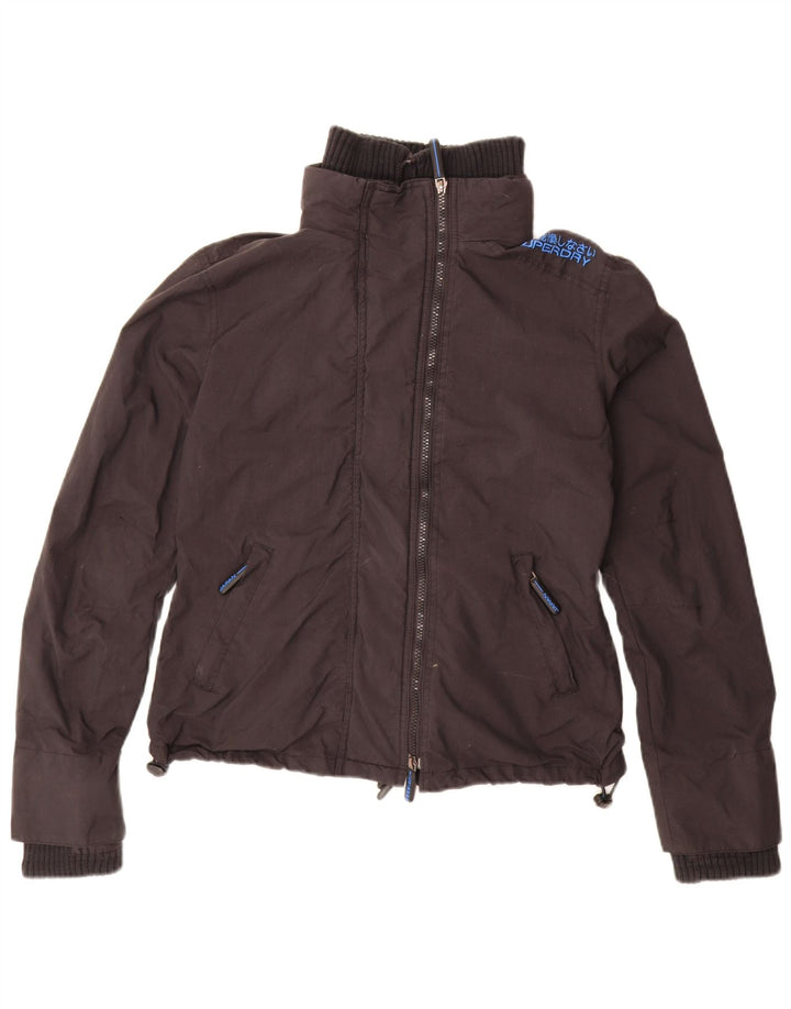 Giacca antipioggia grafica da donna SUPERDRY UK 16 grande nylon nero