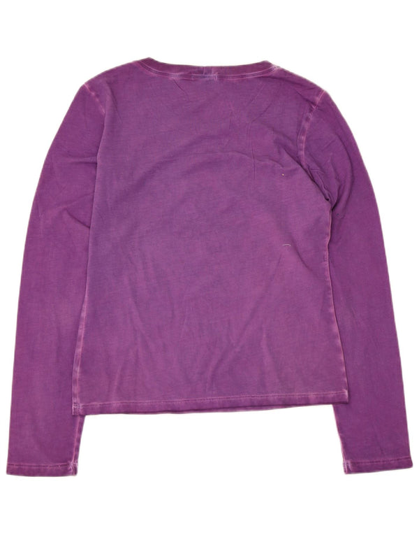 Iceberg Womens Graphic Top Long Sleeve UK 14 Large Purple Cotton
