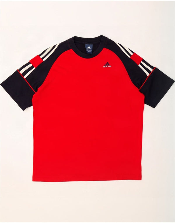 T-shirt da uomo Adidas Top UK 40/42 cotone color block rosso medio