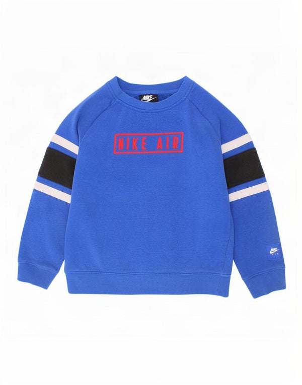 Nike Boys Graphic Sweatshirt Jumper 6-7 år Large Blue Colourblock Bomuld