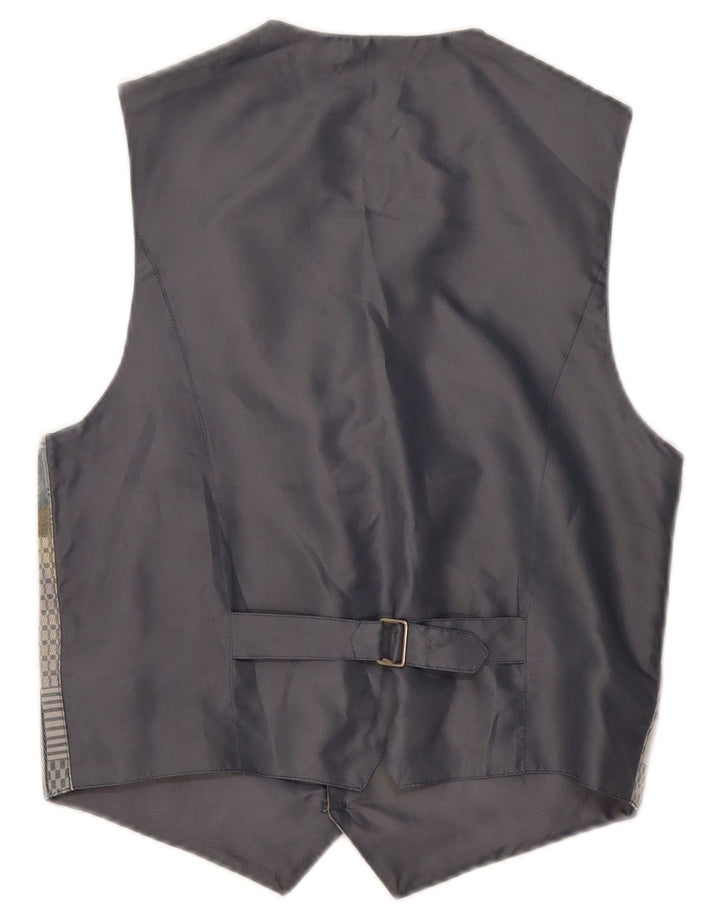 Vintage Mens Waistcoat Small Grey Geometric