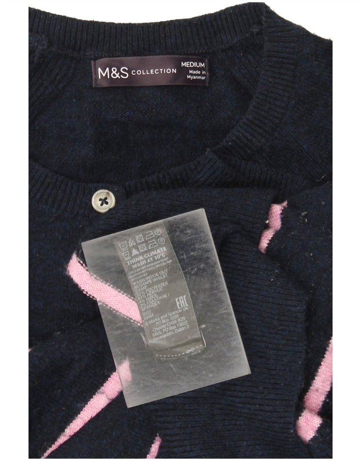 MARKS & SPENCER Damski sweter zapinany na guziki UK 14 Średni granatowy