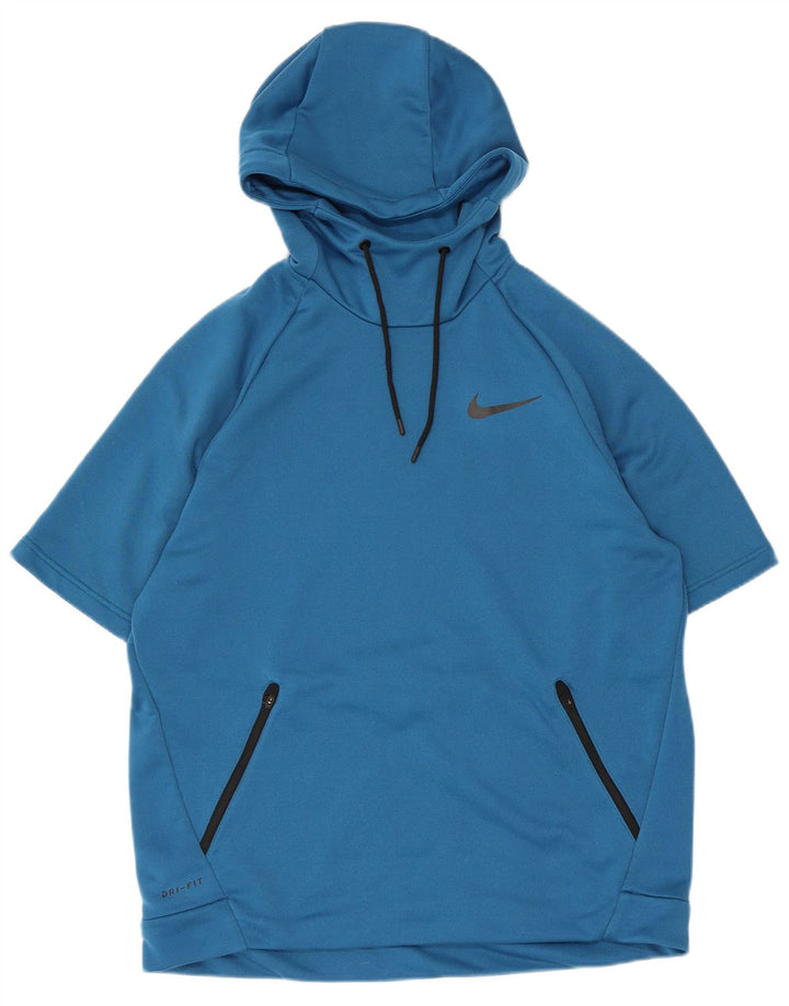 Nike Herre Dri Fit Kortærmet Hættetrøje Jumper Stor Blå Polyester