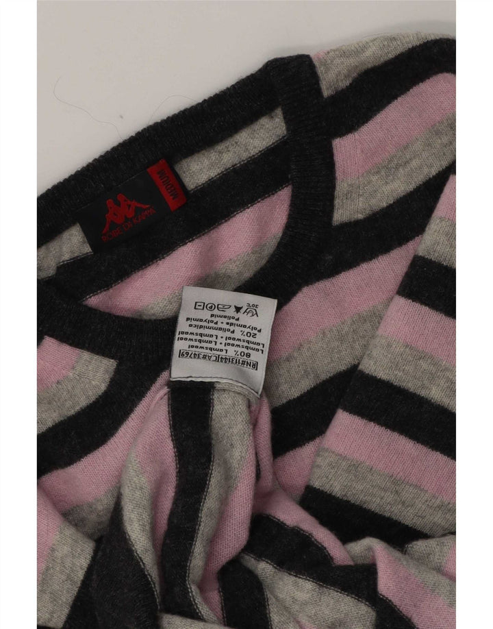 Suéter masculino Kappa com gola redonda, lã de carneiro listrada rosa média