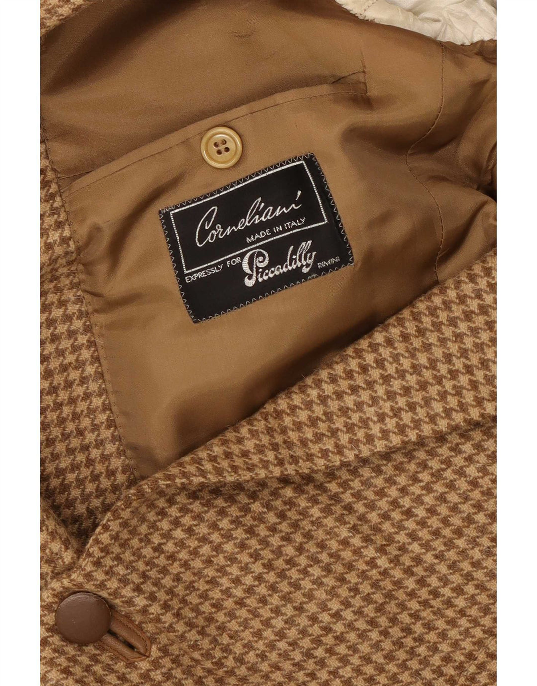Corneliani Veste blazer à 2 boutons pour homme UK 40 Large laine pied-de-poule marron