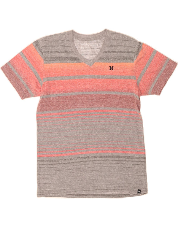 Camiseta feminina HURLEY UK 12 poliéster listrado cinza médio