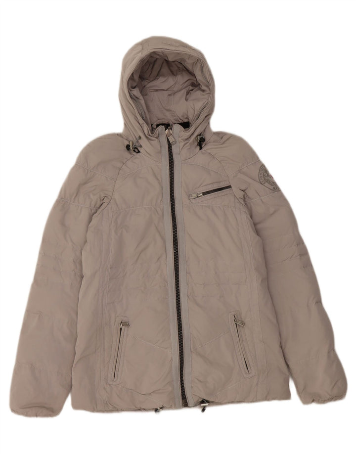 Napapijri Womens Hooded Padded Jacket UK 10 Small Grey Polyester