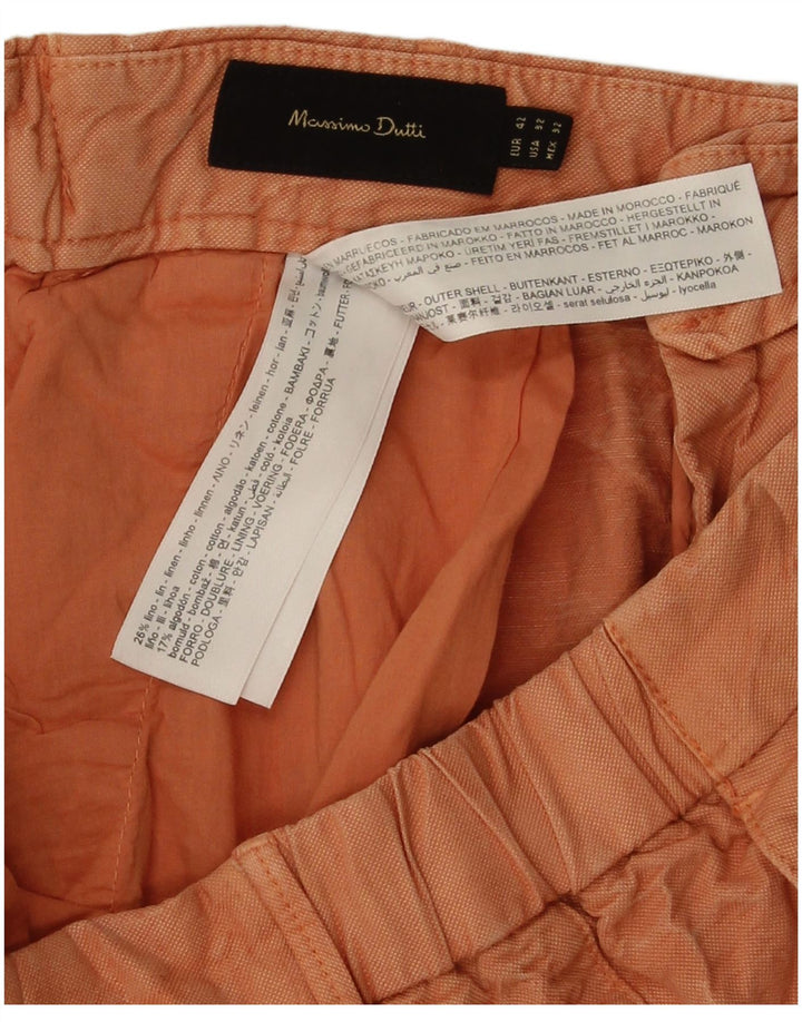 Massimo Dutti Mens Chino Shorts EU 42 Large W32  Orange Cotton