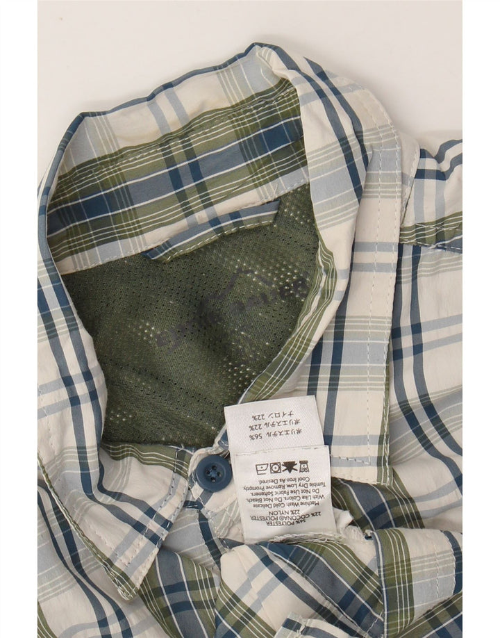 EDDIE BAUER Mens Short Sleeve Shirt Medium Khaki Check Polyester