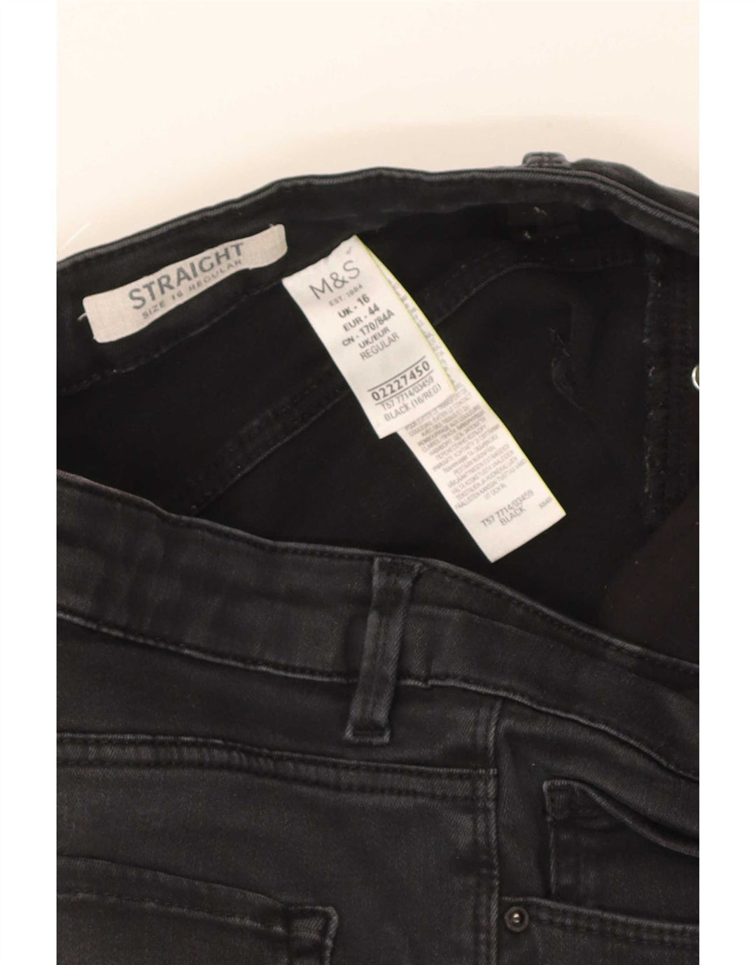 Marks & Spencer Womens Regular Straight Jeans UK 16 Large W32 L30 Black