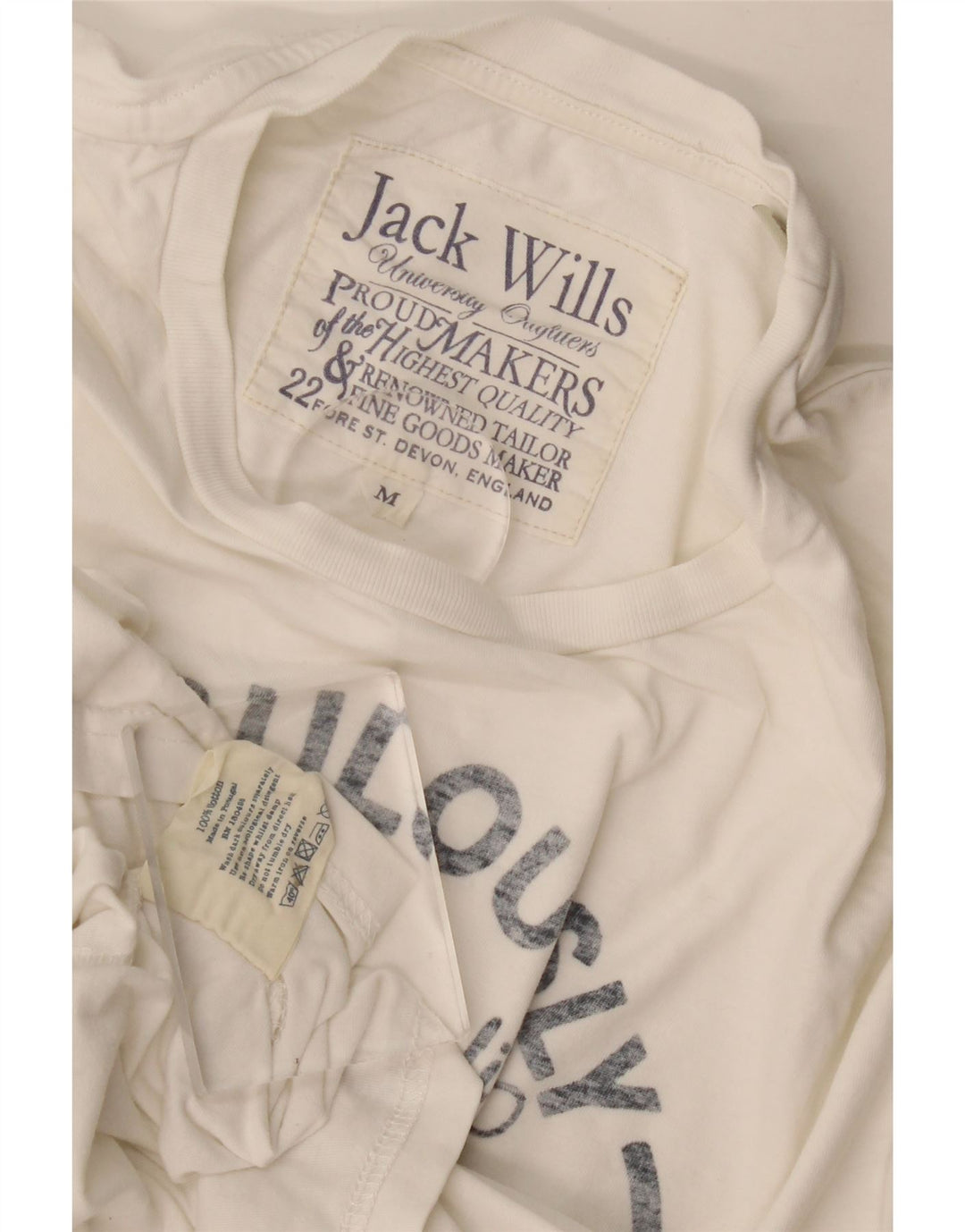 Jack Wills Mens Graphic T-Shirt Top Medium White Cotton