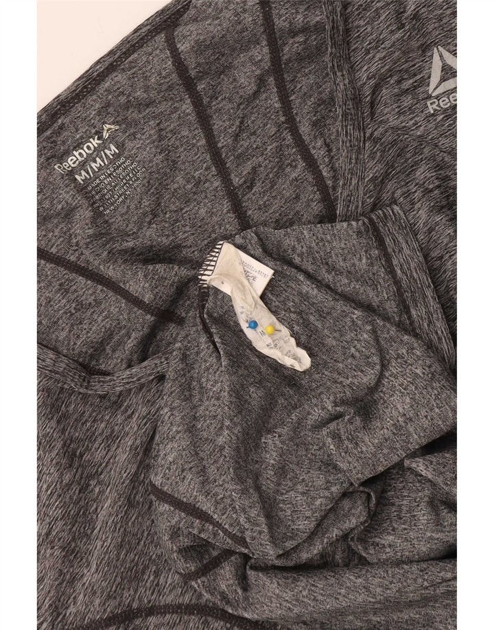 Camiseta feminina Reebok Top UK 14 poliéster manchado cinza médio