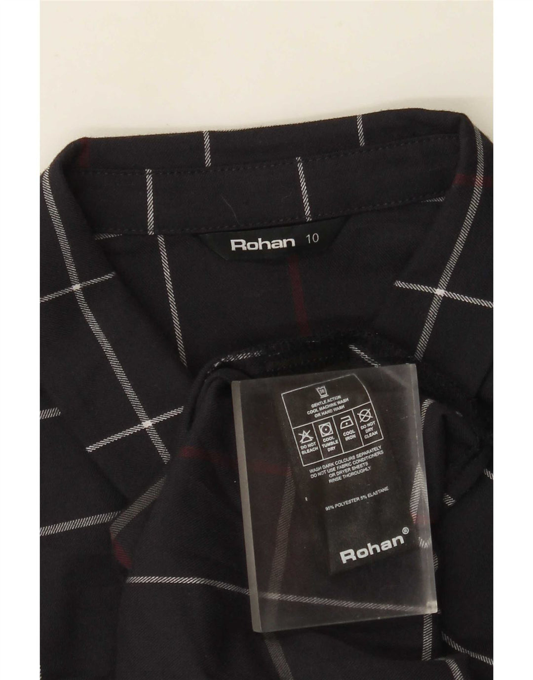 Rohan Chemise Femme UK 10 Petit Bleu Marine Plaid Polyester