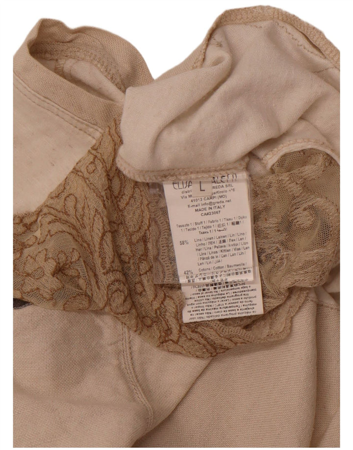 ELISA CAVALETTI Womens 3/4 Sleeve Blazer Jacket UK 14 Large Beige