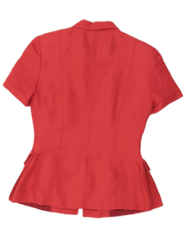 Roman's Chaqueta tipo blazer con cremallera completa y manga corta para mujer IT 42 Medium Red Linen