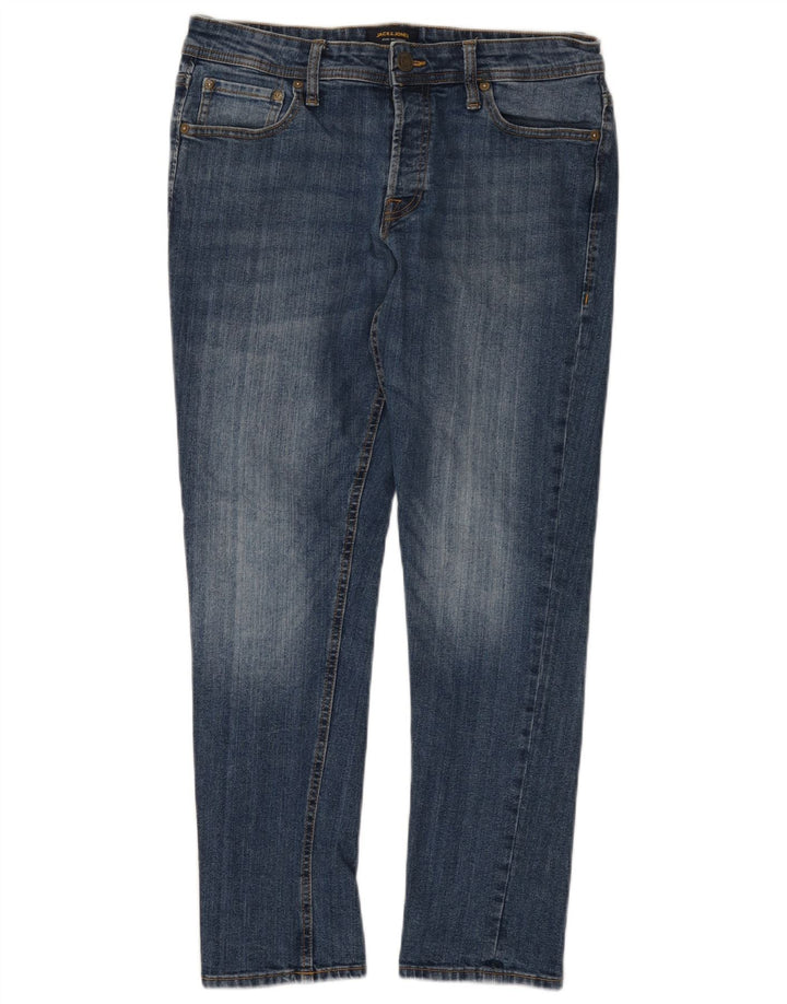 JACK & JONES Mens Slim Jeans W34 L30 Blue Cotton