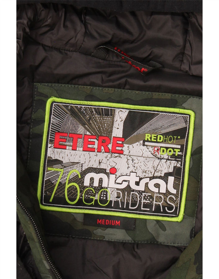 MISTRAL Mens Riders Windbreaker Jacket UK 38 Medium Khaki Camouflage