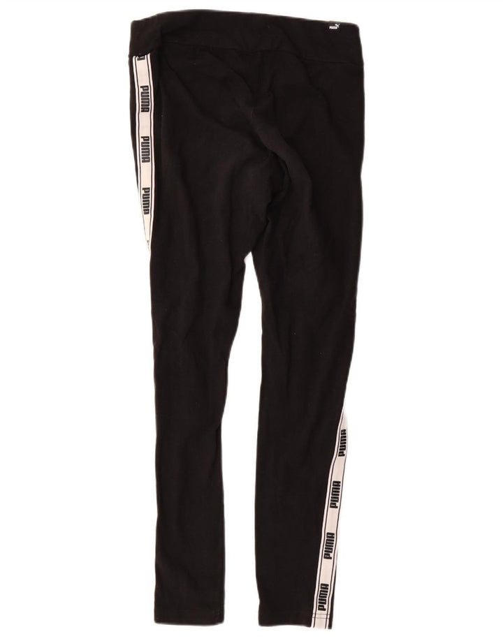 PUMA Womens Graphic Leggings UK 12 Medium  Black Colourblock Cotton