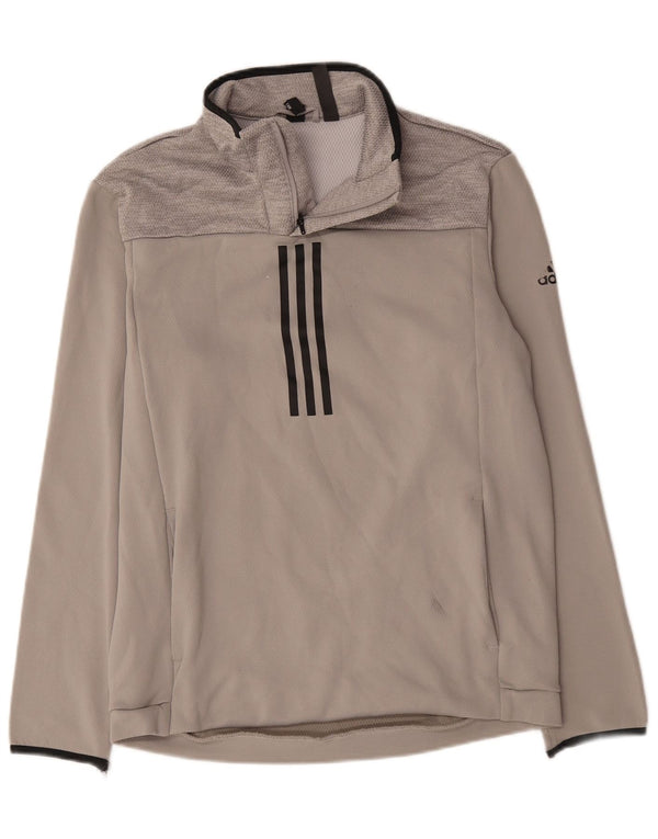 Adidas Homme Climawarm Zip Neck Pull Survêtement Haut Gris Moyen Polyester