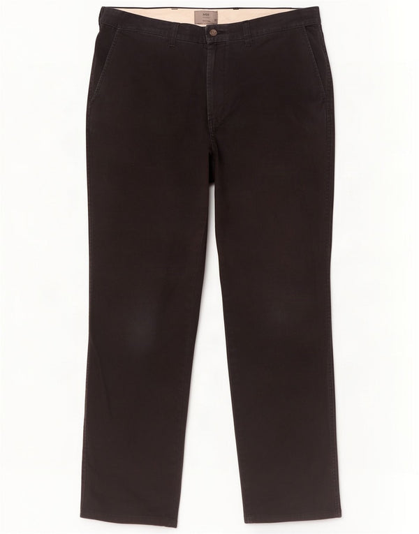 Calça chino reta masculina Marks & Spencer W36 L33 algodão preto