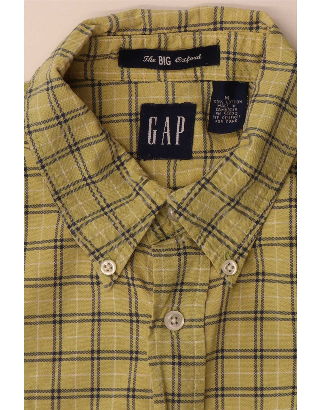Gap Mens Loose Fit Shirt Medium Yellow Check Cotton