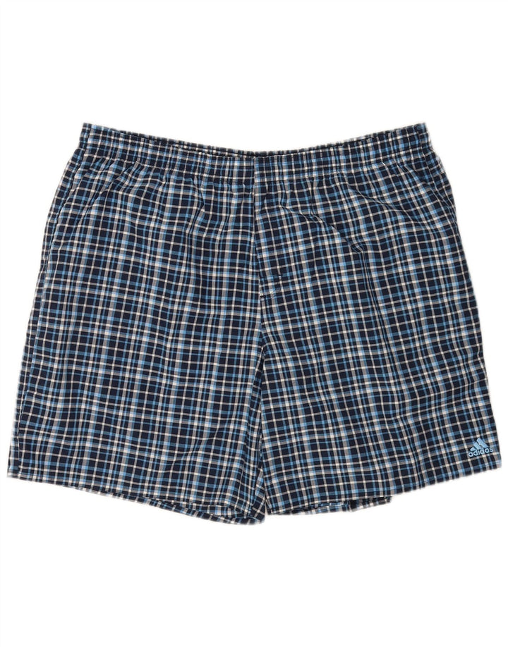 Pantaloni scurți de înot Adidas pentru bărbați XL, poliester, cu check-uri albastre