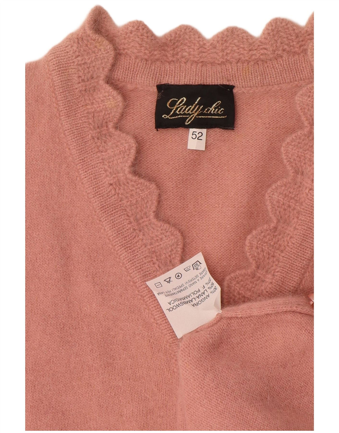 Vintage Womens Button Neck Jumper Sweater IT 52 2XL Pink Angora