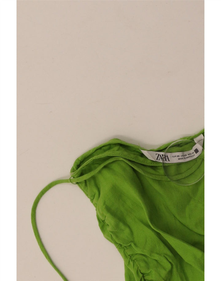 ZARA Womens Off Shoulder Top UK 4 XS Green
