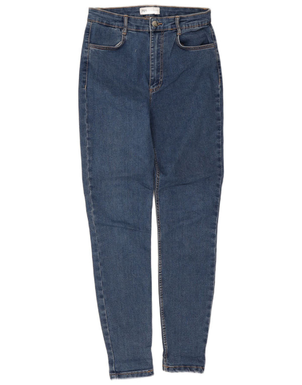 Jeans skinny a vita alta da donna Zara EU 38 Small W28 L28 cotone blu