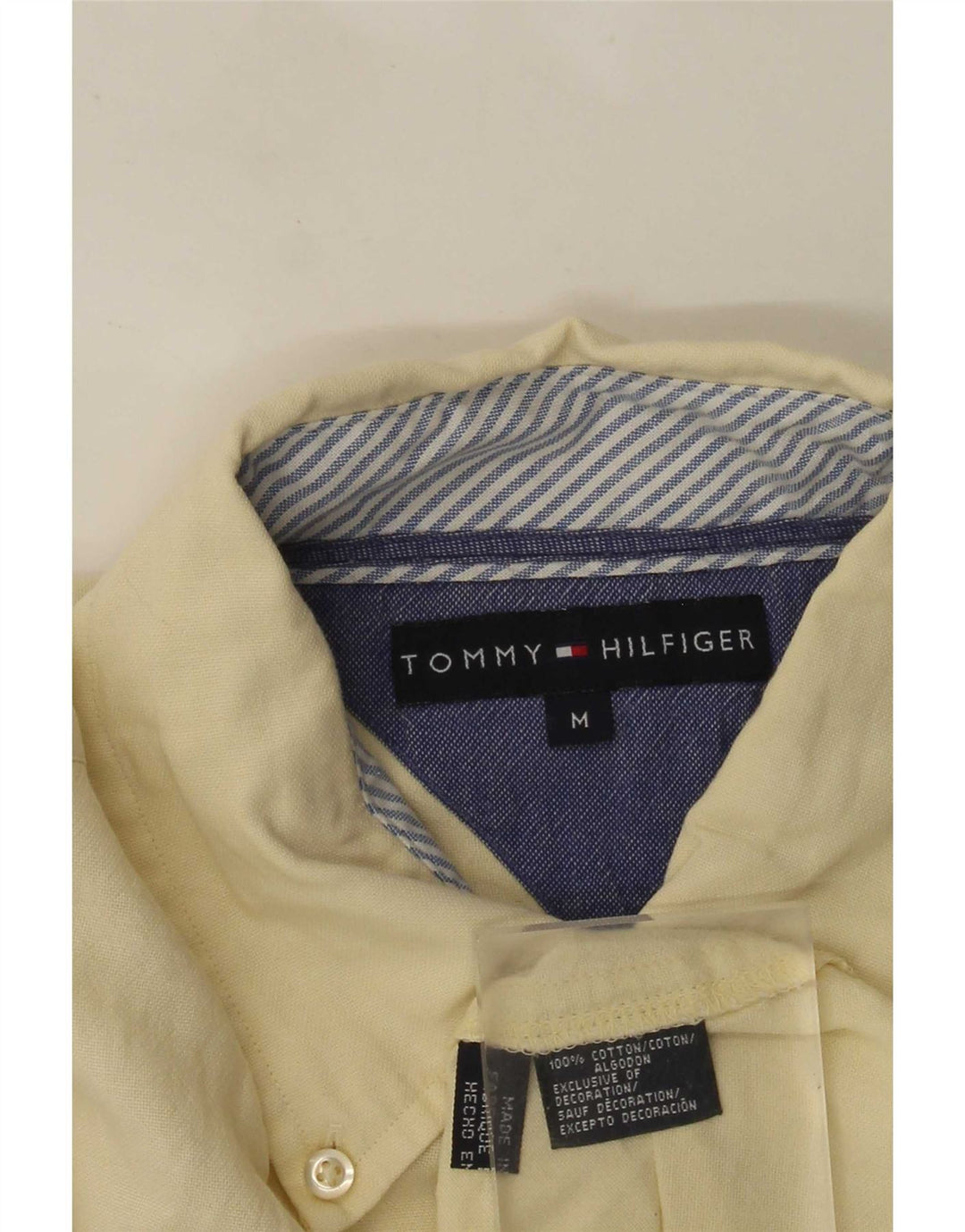 Tommy Hilfiger Mens Shirt Medium Yellow Cotton