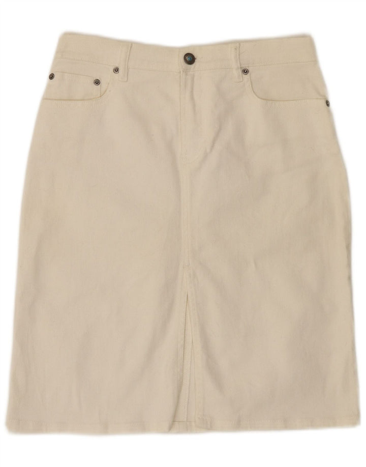 Marlboro Classics Womens Denim Skirt IT 42 Medium W28 White Cotton