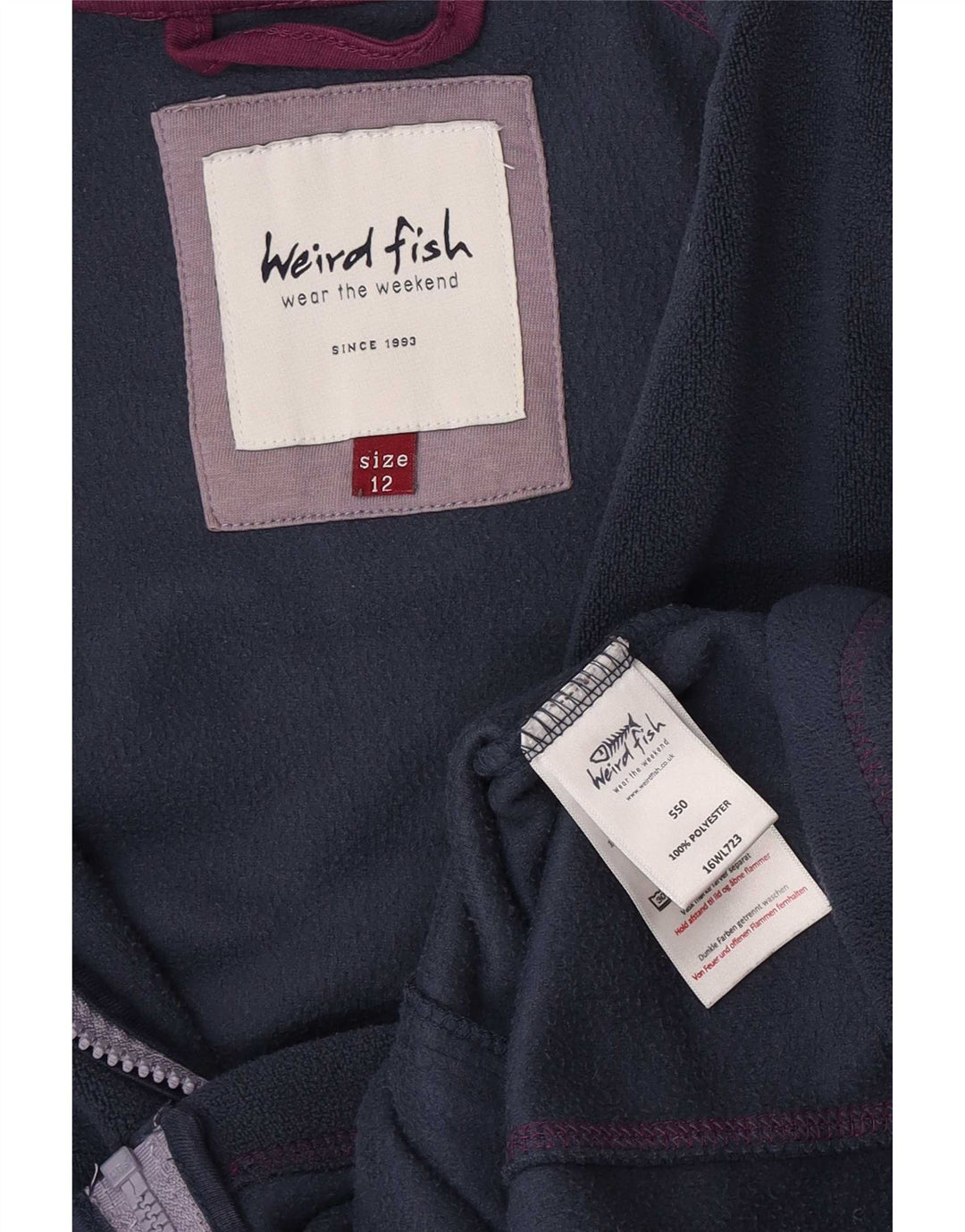 Weird Fish Dame Fleecejakke UK 12 Medium Navy Blue Polyester