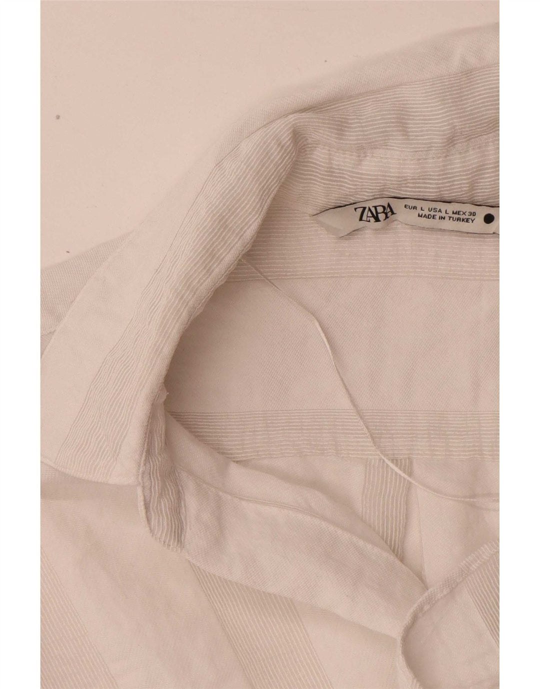 Zara Womens 3/4 Sleeve Oversized Shirt UK 16 Large White Striped