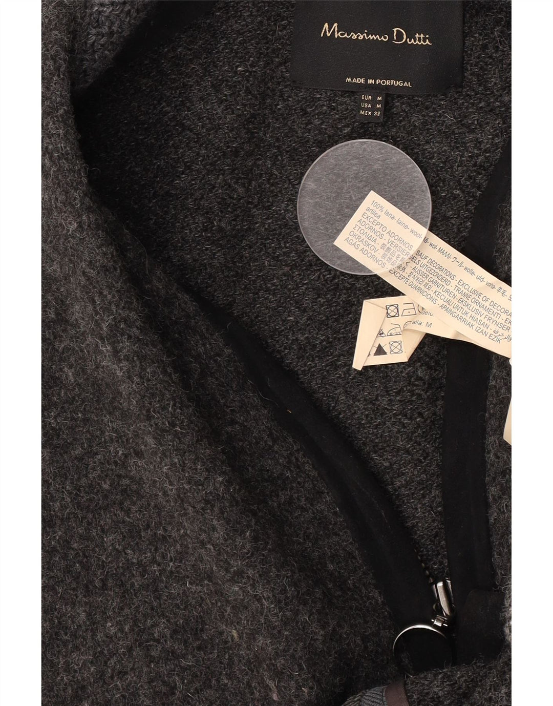 Massimo Dutti Damen-Strickjacke in Übergröße, Gr. 14, Mittelgrau