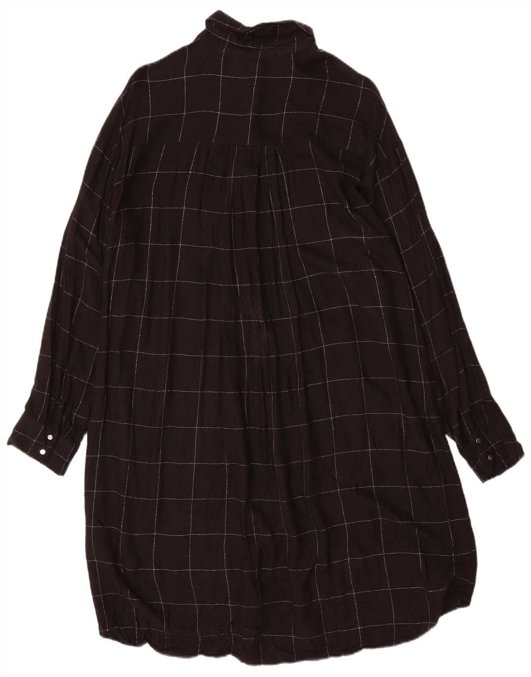 ZARA Womens Oversized Shirt Dress UK 10 Small Black Check Viscose
