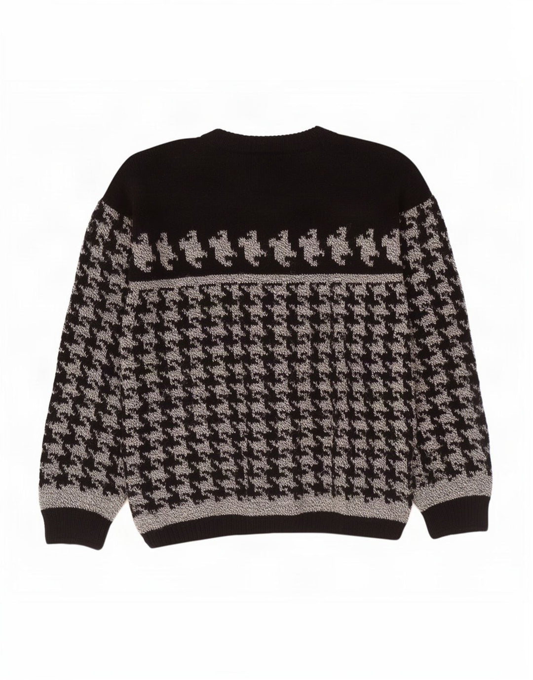 Maglione vintage da uomo girocollo girocollo medio pied de poule nero