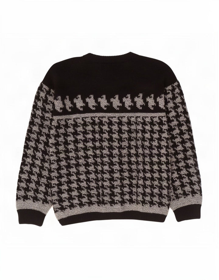 Maglione vintage da uomo girocollo girocollo medio pied de poule nero